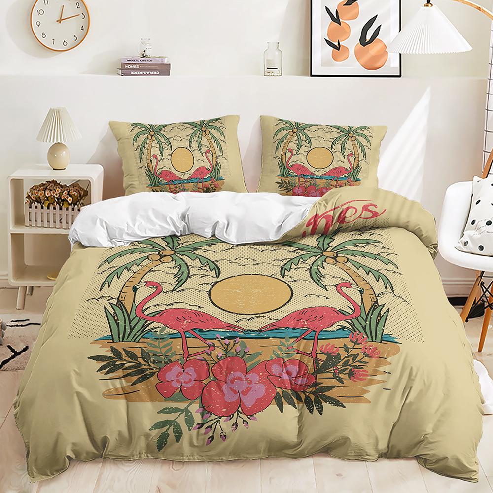 Bed Three-Piece Flamingo Animal Kit Digital Printing Two-Piece Set