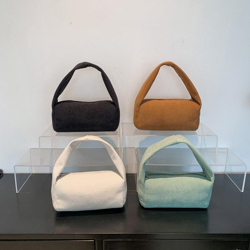 Casual Corduroy Solid Color Handbag For Women Retro Square Shoulder Bag Fashion Purse