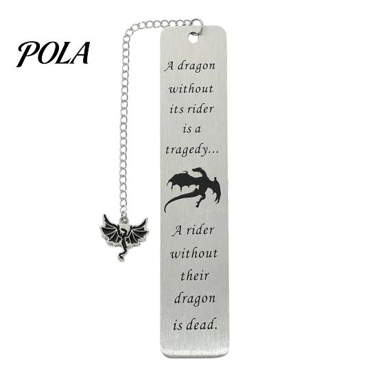 Black Tassel Bookmark Pterosaur Bookmark, Stainless Steel Fourth Wing Design Page Marker with Smooth Polished Tassel, Unique Literary Gift for