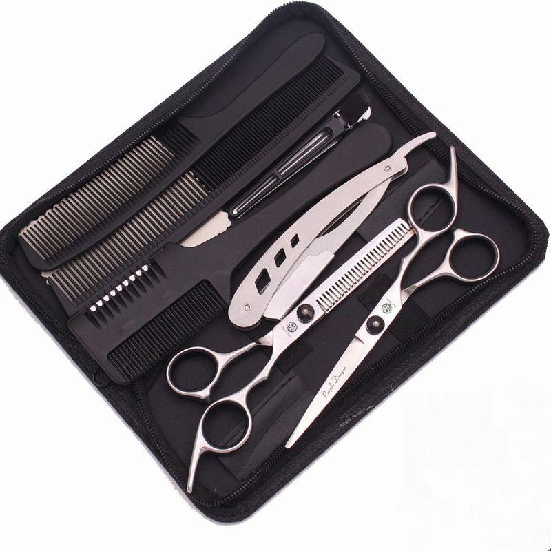 

Haircut Hairdressing Scissors Flat and Tooth Scissors Thinning Shredded Hair Cutting Tools For Home Bangs Scissors Hair Cutting Scraper Suit Black Screw K-E