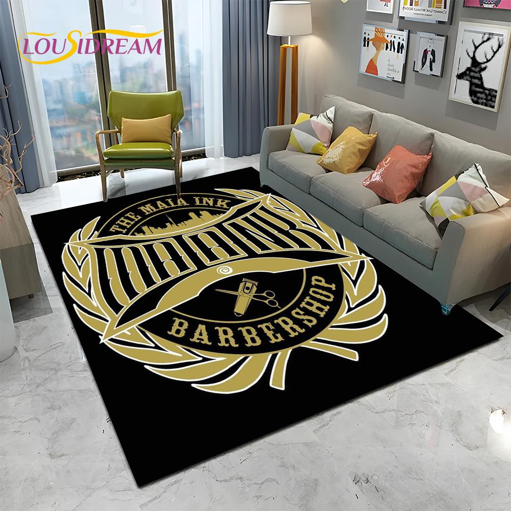 Berber Dükkanı Tabelası 3D Kurukafa Vintage HD Halı Kilim Ev Oturma Odası Yatak Odası Kanepe Paspas Dekorasyonu için, Çocuk Alan Halısı Kaymaz Zemin Matı