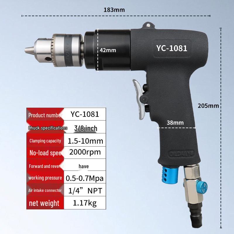 1/2 Inch Forward-Reverse Air Drill - 3/8 Inch Industrial-Grade Pneumatic Drill & Paint Mixer