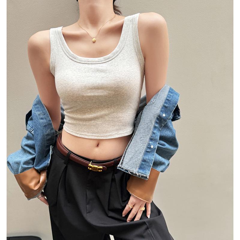 

Женская белая утягивающая майка-топ из чистого хлопка - Большой размер, Летний топ без рукавов L (115-135 jin)