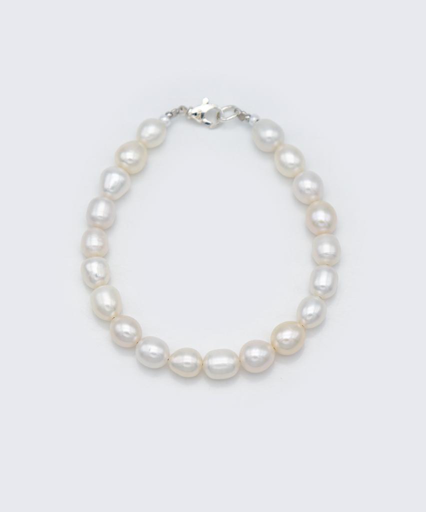 Bonbeau Unique Oval Water Pearl Bracelet Unique Rice Grain Freshwater Pearl Layered Bracelet 7Mm