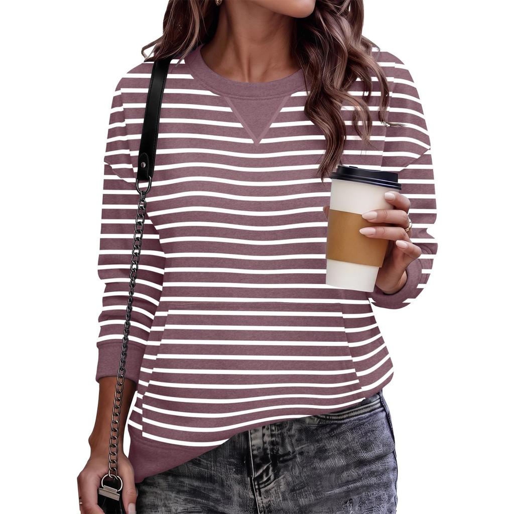 Sweatshirt for Women O Neck Long Sleeve Fall Clothes for Tops