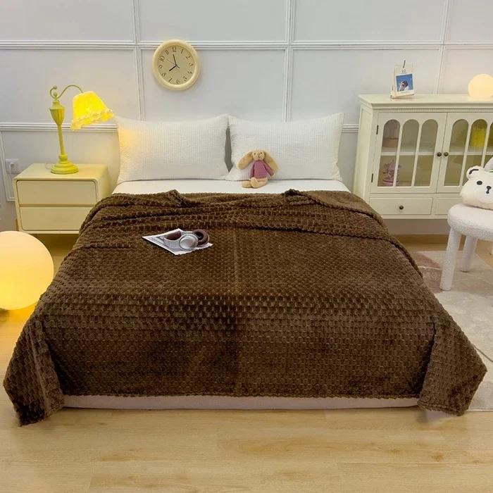 Winter Plaid Blankets for Beds Warm Sofa Blnket Fluffy Blankets Queen King Size Bedding Imitation Fur Bed Sofa Cover