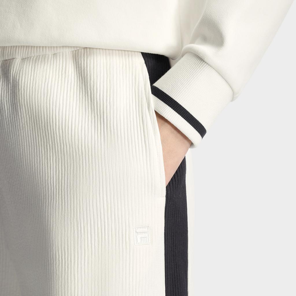 FILA Heritage Fashion Simple Retro Classic Daily Versatile Comfortable Knitted Casual Pants Women bottoms Cloud-Mushroom-White F11W618602FWT