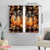 2D Flat Printing 2pcs Festive Autumn Thanksgiving Scene Curtains Fall Pumpkins Plaid Bow Maple Leaves Polyester Without
