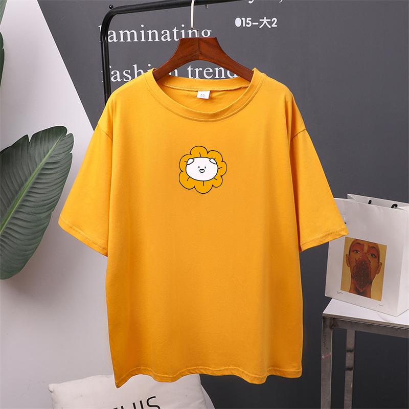 

Футболки Harajuku для молодых девушек Y2K, новинка 2024 года, женские повседневные футболки с принтом подсолнечника, базовая футболка с круглым вырезом 4XL жёлтый