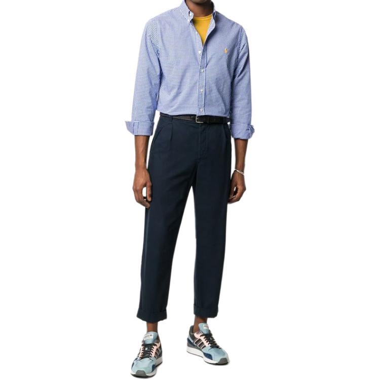 Polo Ralph Lauren Logo Embroidered Plaid Print Long Sleeve Shirt Men shirts Blue 710794610-001