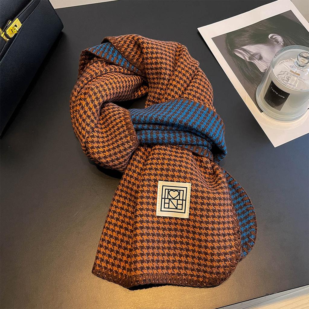 Houndstooth Long Scarf Winter Thick Warm Imitation Cashmere Bandana Shawl Wrap Scarves Travel Cape Designer Clothes Women Luxury