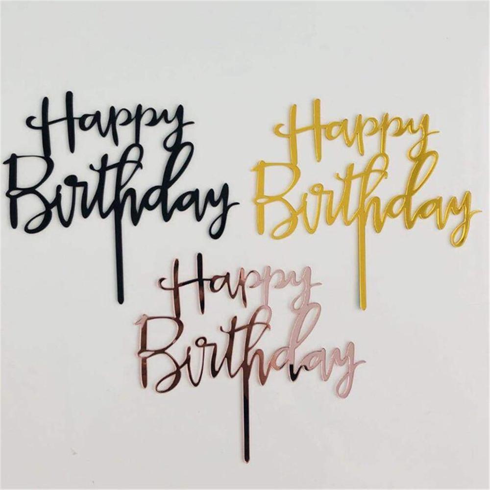 5pcs Cake topper Happy birthday black and white gold creative glitter plug-in multiple happy birthday cupcake toppers