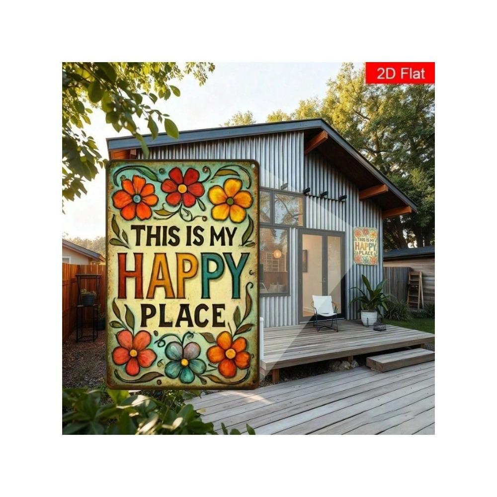 Vintage Metal Flower Wall Art Decor, Rustic Tin Sign for Garden Home