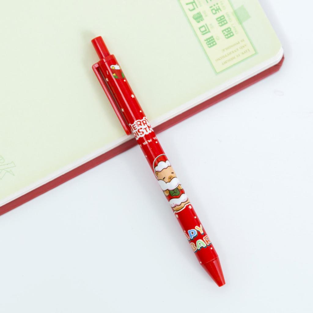 Capybara Christmas Gel Pen: Cartoon Student 0.5mm Black Ballpoint Push Pen - Fun Holiday Stationery Gift