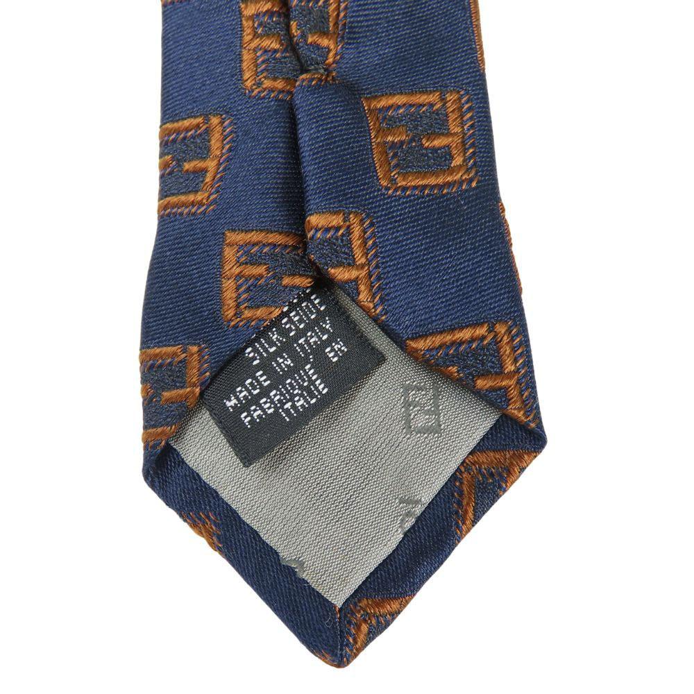 Used FENDI tie Overall handle silk Navy Brown business