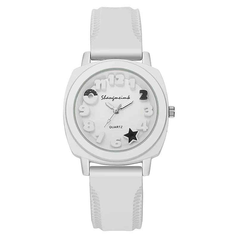 Fashion Women 3D Arabic Dial Quartz Watch Candy Color Silicone Band Square Watch Ladies Wristwatch Luxury Clock Gift Reloj Mujer