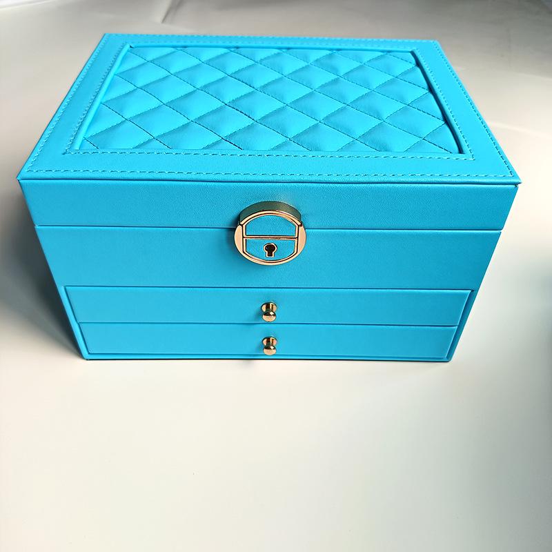 Three-Layer High-End Jewelry Storage Box with Drawers and Partitions