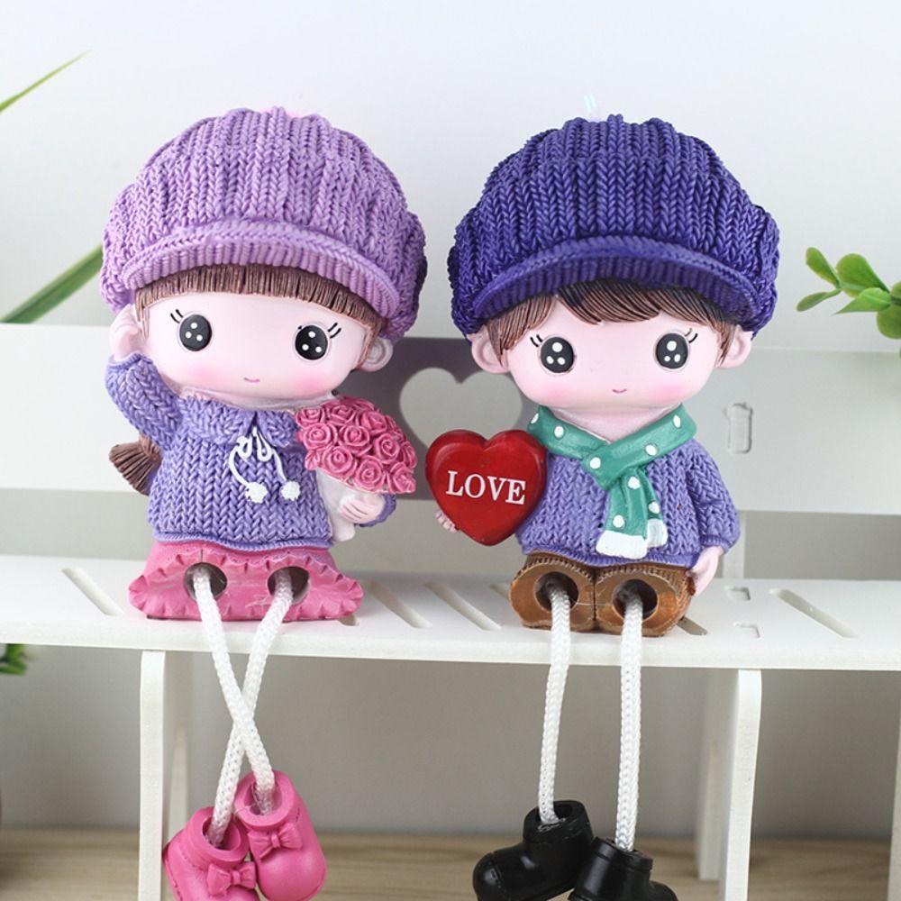 

1Pair Boy and Girl Couple Dolls Decor Love Heart Lovers Micro Landscape Car Interior Accessories style 3
