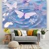 2D Magical Water Ripple Backdrop with Purple and White Butterflies for Aesthetic Room Decor