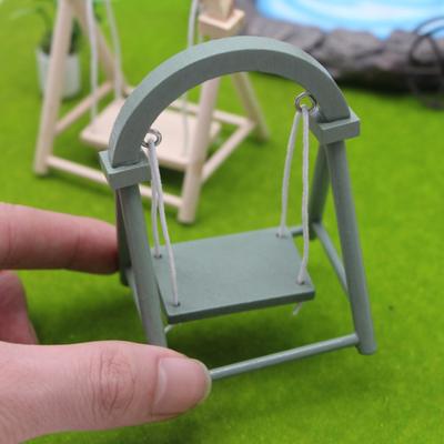 1/12 Miniature Swing Chair Realistic Mini Patio Swing Dolls Accessory Mini Furniture Swing Chair for Miniature Houses Doll Mansion