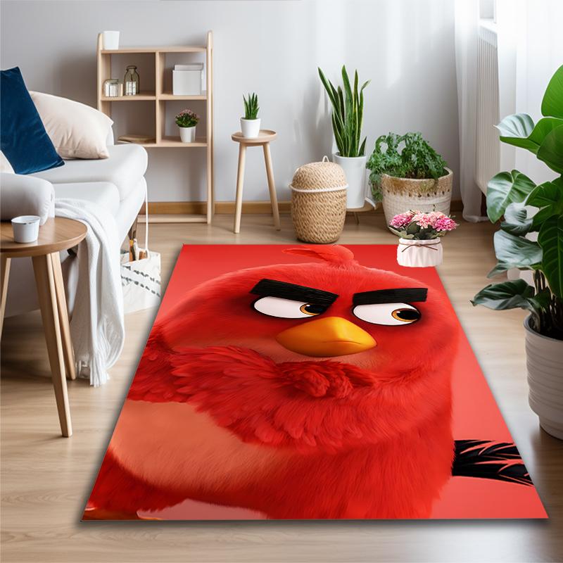 1pc Red Angry Bird Rug, Comfortable Printed Home Area Carpet, Cozy Office Chair Rug