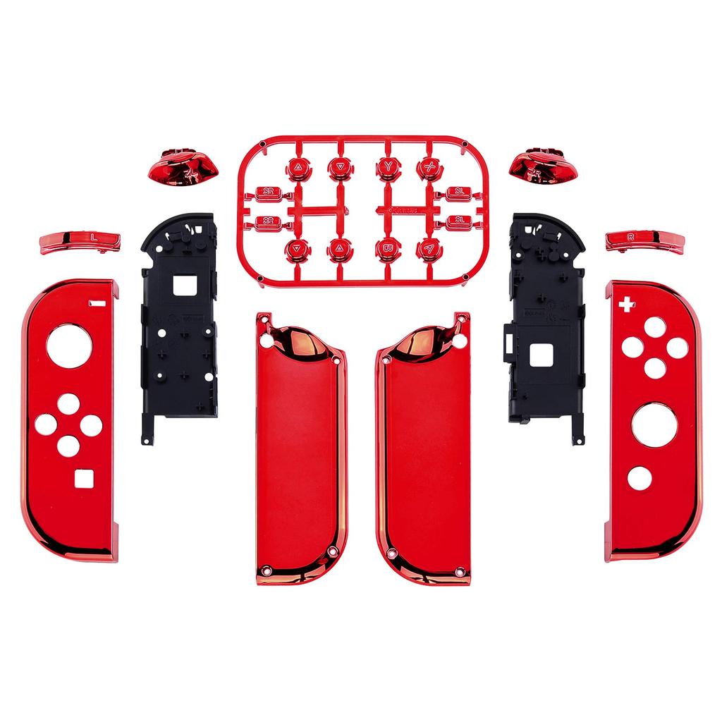 eXtremeRate Metallic Chrome Handheld Controller Housing Case Compatible with Switch and Switch Replacement Shell Compatible with Switch with Full Set