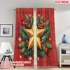 2pcs 2D Flat Printing Christmas Curtains Christmas Star Holly Berries Digital Printed Polyester Drapes Party Decorations Use for