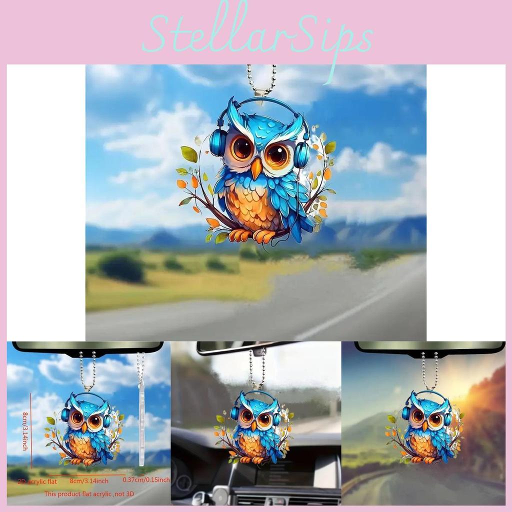 Adorable Acrylic Cartoon Owl Car Pendant For Stylish Vehicle Decoration