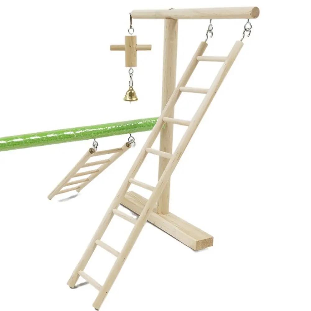 Wooden Bird Cage Funny Staircase Pets Accessories with Hooks Multisize Simple Parrot Cage Toy Myna Climbing Toys Frame Parrot