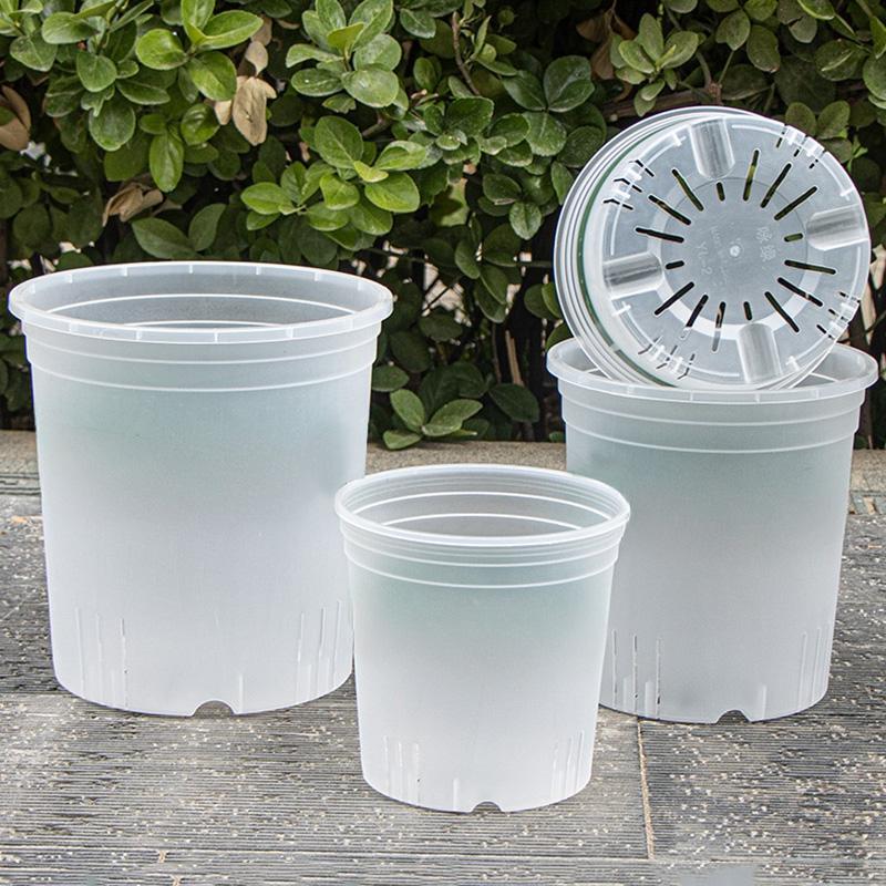 Clear Nursery Pot with Drainage Holes Transparent Plastic Orchid Pots Round Planter Pot Garden Planters for Flowers Succulents