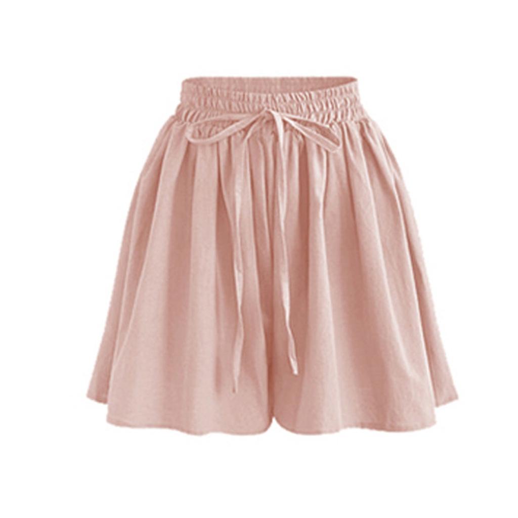 Women's Shorts High Waist Drawstring Knee Length Shorts Elastic Comfy Shorts With Pockets