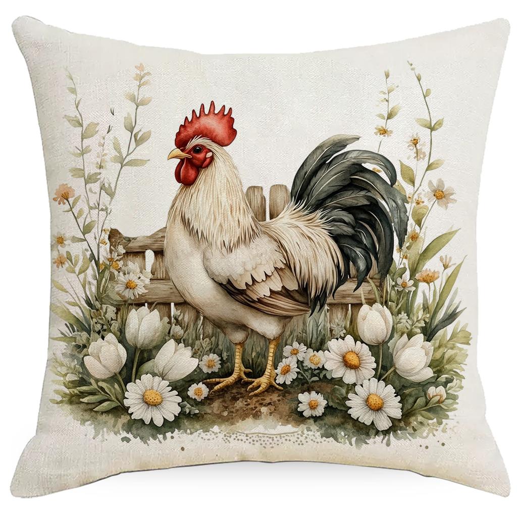 Retro Farmhouse Pillowcase Floral Animal Home Sofa Cushion Pillowcase