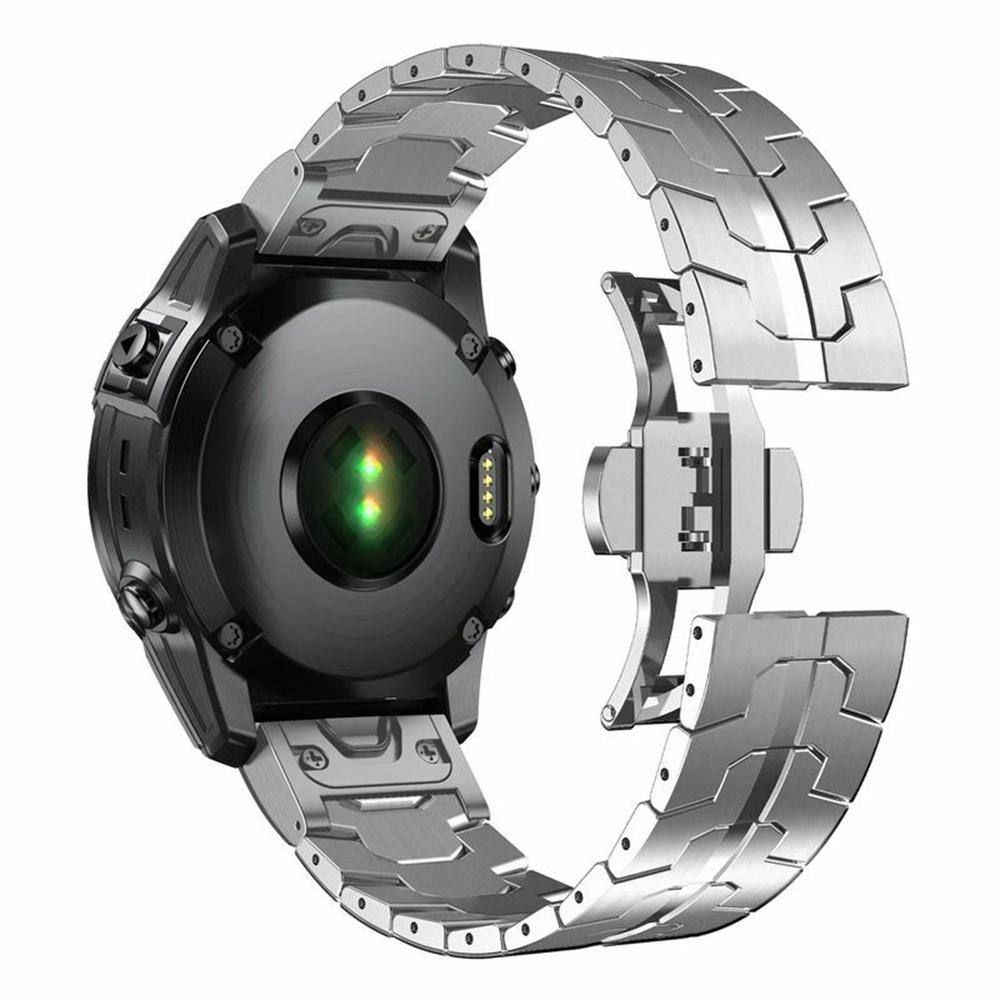 

26mm Butterfly Buckle Strap for Garmin Fenix 8 51mm/Enduro 3/Enduro 2 Titanium Alloy Watch Band Silver
