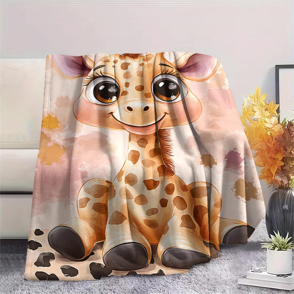 Giraffe Print Flannel Blanket, High quality Comfortable for All Seasons, Home Decor, Warmth and Comfort, Perfect for Christmas Gifts
