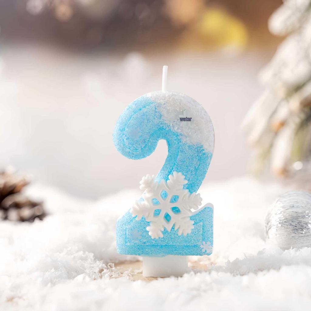 Snowflake Number Birthday Candles for Cake Party Decoration - Handmade for First Birthday