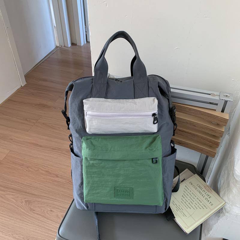 Schoolbag Autumn New Korean Version Fresh Contrasting Colors Splicing Atmosphere Backpack Women's Light Commuting Versatile Large-capacity Backpack