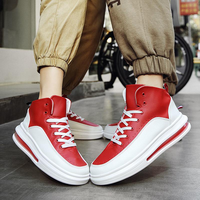 Fashion Red and White Shoes For Men Unisex Platform Casual Shoes Sneakers High top Leather Sneakers Men Air Cushion Sports Shoes