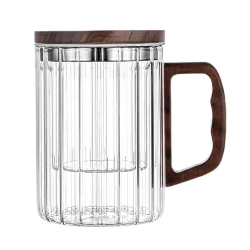Vertical glass tea separation tea cup Personal office water cup Home filter coffee cup with lid