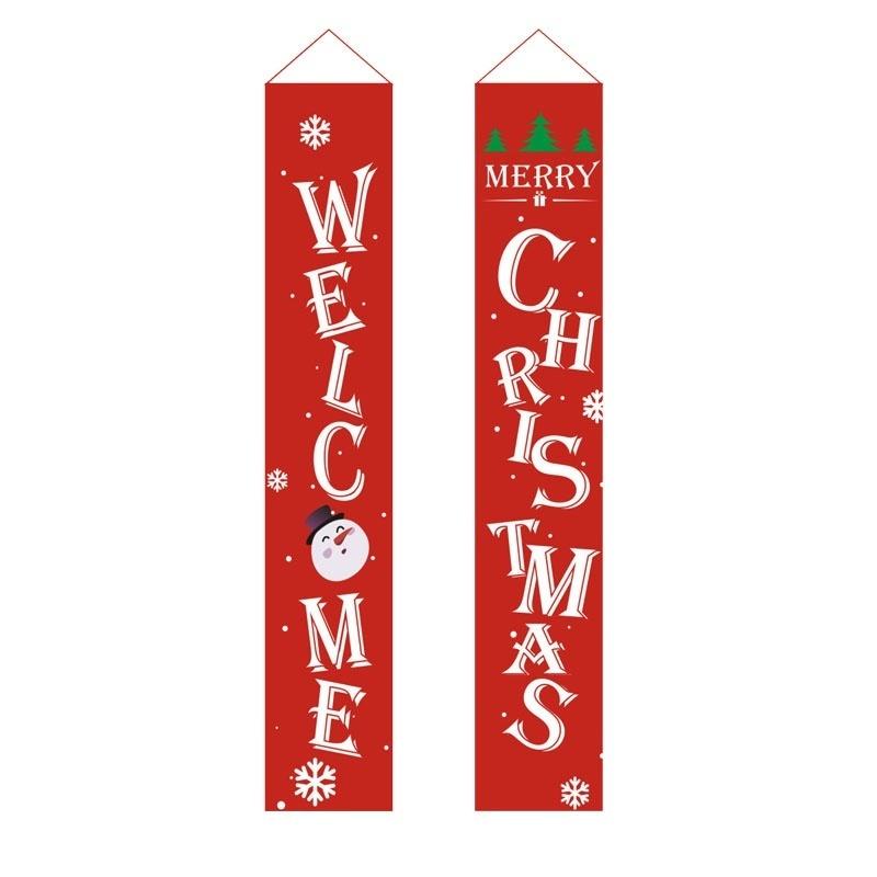 2 Pcs  New Christmas Banner Curtain Christmas Curtain Festival Decoration Christmas Decoration