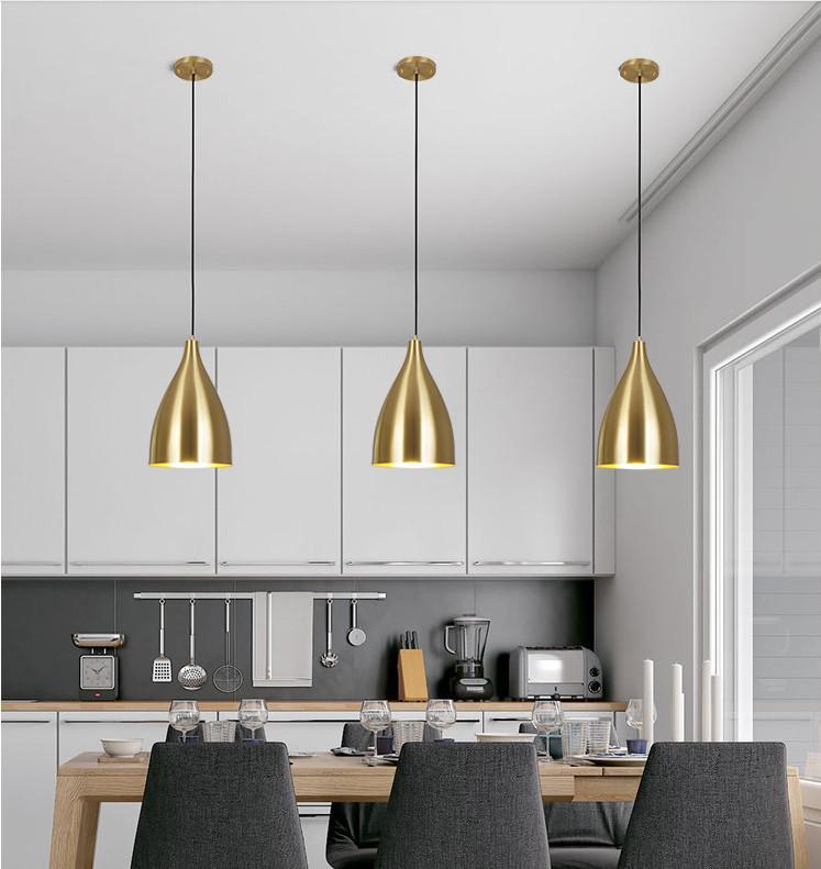 Nordic Gold Single Pendant Light for Bedroom, Bar, Café, or Shop