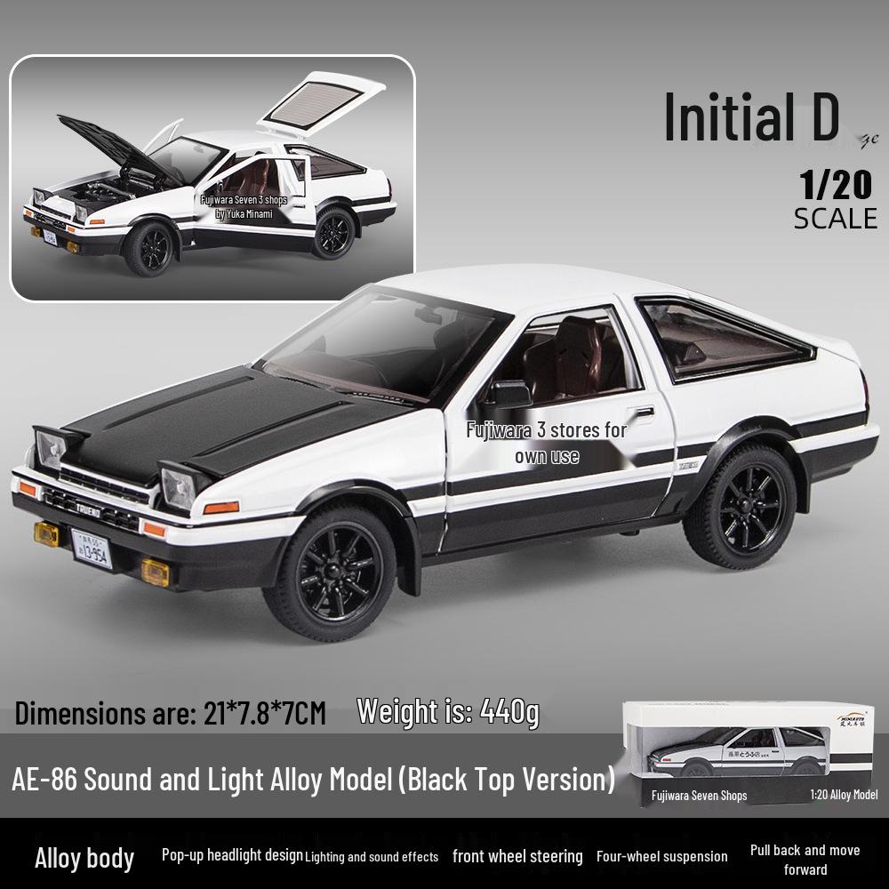 

Jianyuan 2407A 1/24 Игрушечная модель автомобиля из сплава Initial D со звуком, светом и инерционным механизмом.