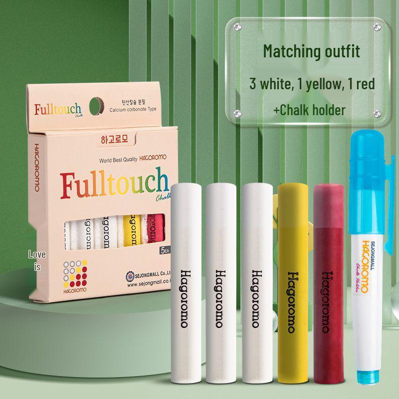Feather Robe Dustless Chalk Set: White & Red Chalk with Anti-Stain Holder for Teacher and Children Use