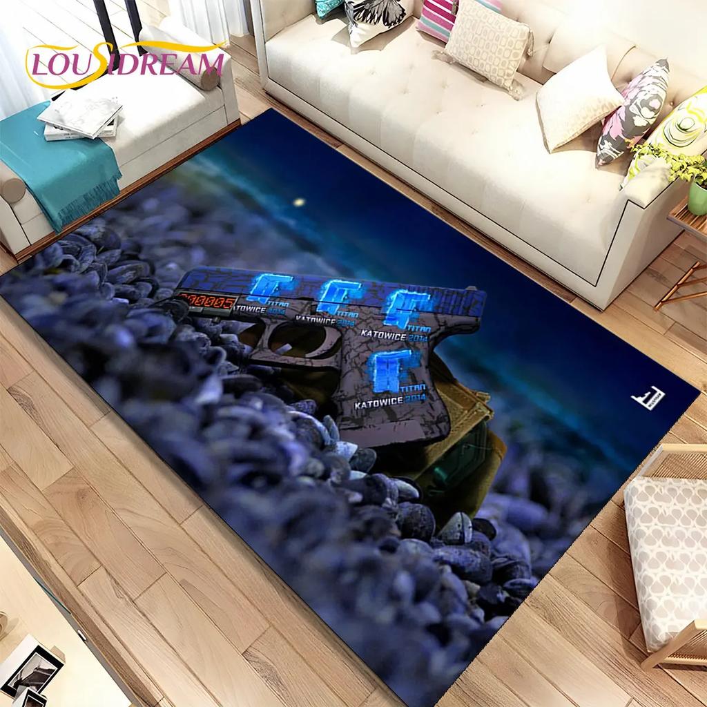 3D Assault Rifle Pistol Gun CS M4 AK USP Game Area Rug,Carpet for Home Living Room Bedroom Sofa Doormat Decor,Non-slip Floor Mat
