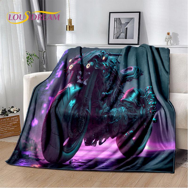 3D Cyberpunk Concept Motorcycle Cartoon Soft Plush Blanket,Flannel Blanket Throw Blanket for Living Room Bedroom Bed Sofa Picnic