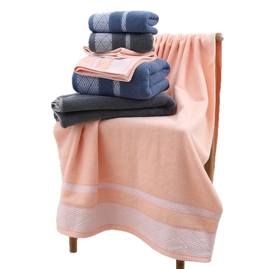 Geometric Satin Embroidery Cotton Face Towel - Thick, Soft, Fine Absorbent.