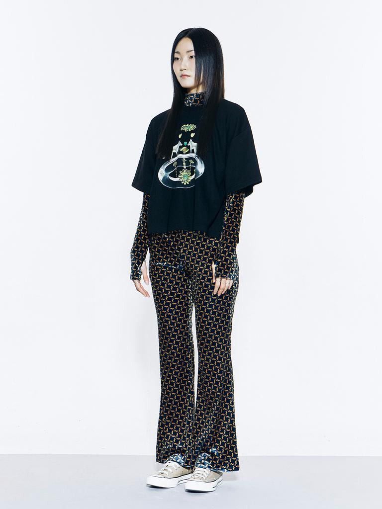 VEGAN TIGER Print Velvet Pants (Brown)