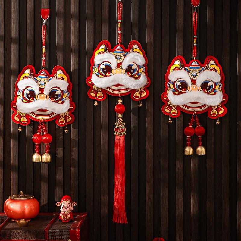 Chinese New Year 2026 Decoration Hanging Ornament Red Horse Figurine for Living Room Bag Lion Pendant Party Favors