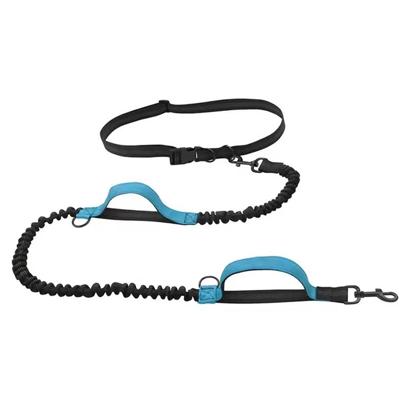 

Outdoor Pet Dual Elastic Traction Rope Reflective Running at Night Stretchable Hands-free Dog Dual Handle Elastic Rope синій