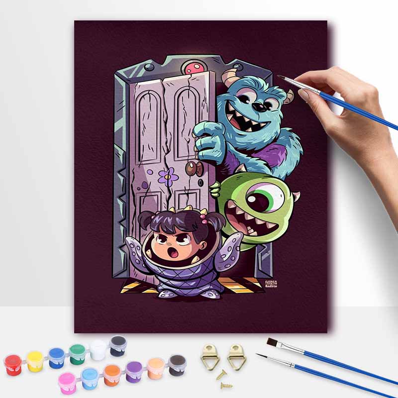 Disney Monsters Inc Sulley and Mike Oil Paint Hand Painting Art Kit. Wall Art Home Decor Gift