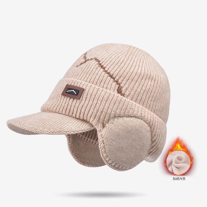 Winter Outdoor Cycling Ear Protection Headgear Fleece Thickened Cap Men's Cold and Warm Knitted Wool Hat